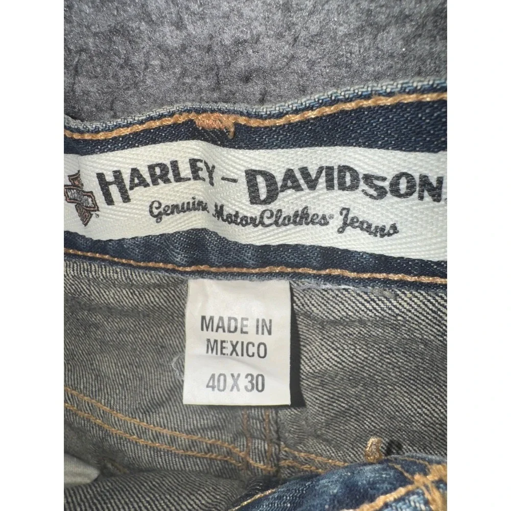 Harley Davidson Men Traditional Fit Jeans Blue Motorcycle Denim 40x30 NEW *READ* - Picture 3 of 10